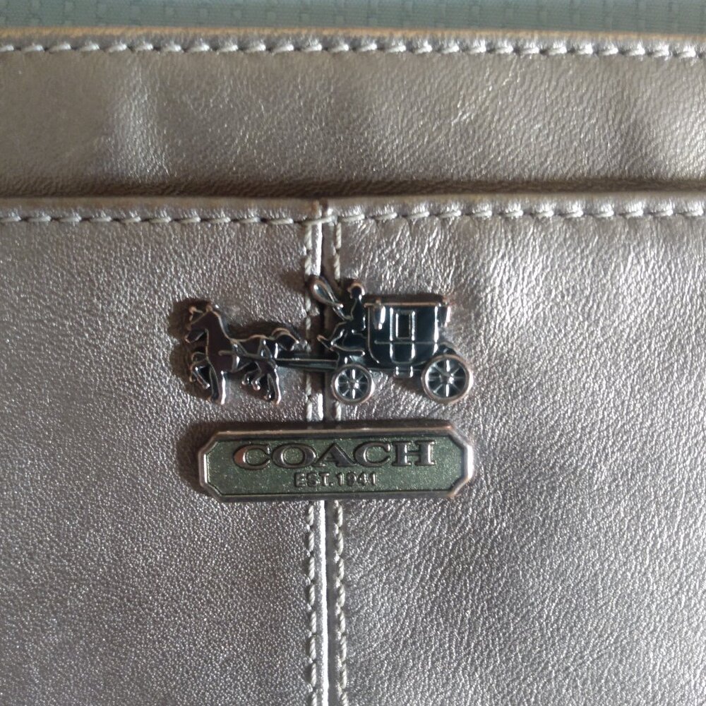 Coach Gold Metallic Leather Clutch Wristlet - Picture 5 of 11